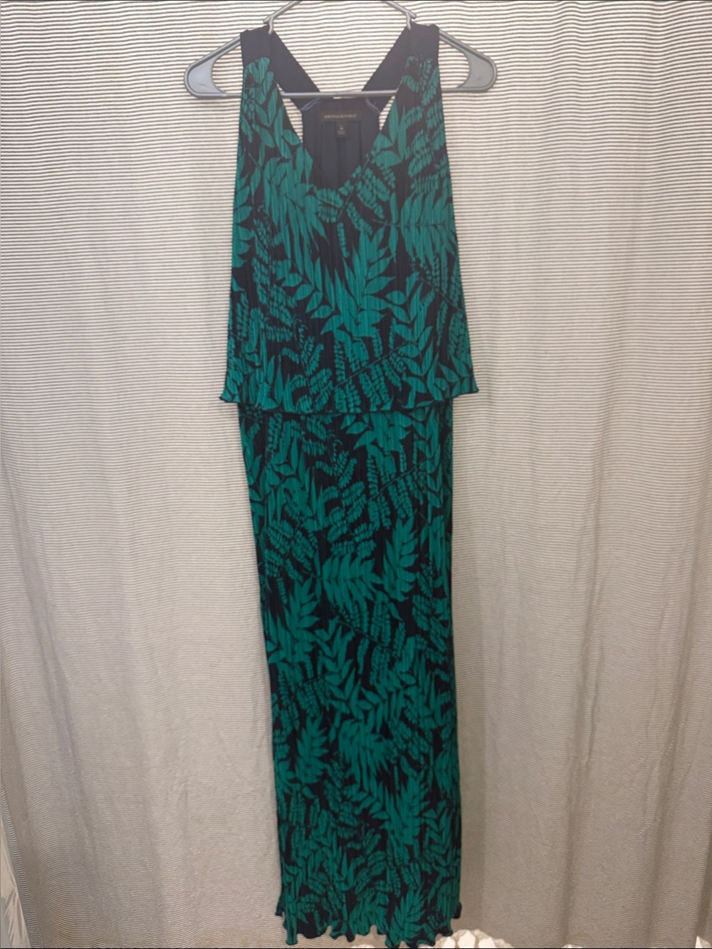 Banana Republic Women’s M Tall Maxi Dress Green Navy Tropical Print